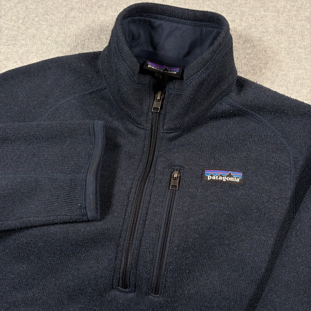 Patagonia Better Sweater 1/4 Zip Pullover Mens Small Navy Blue Outdoors 25523